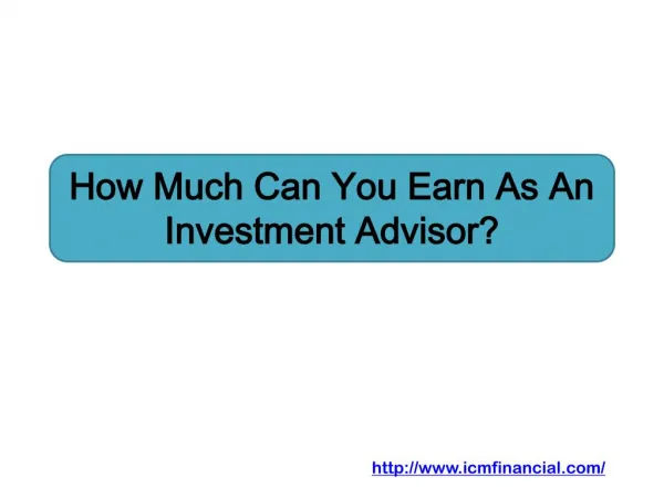 How Much Can You Earn As An Investment Advisor?