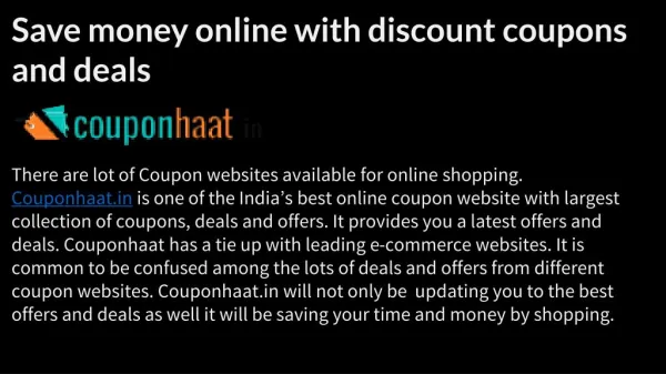 Save money online with discount coupons and deals