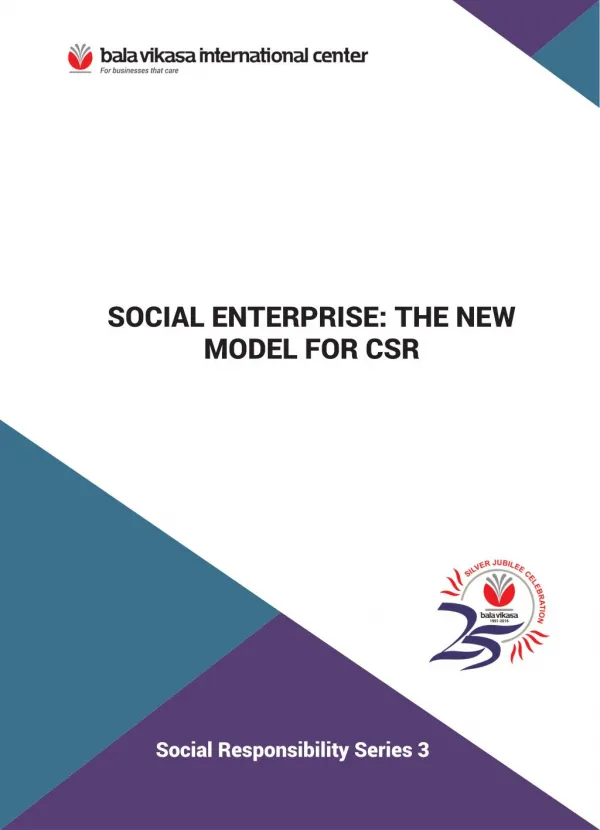 SOCIAL ENTERPRISE: THE NEW MODEL FOR CSR-vikasa