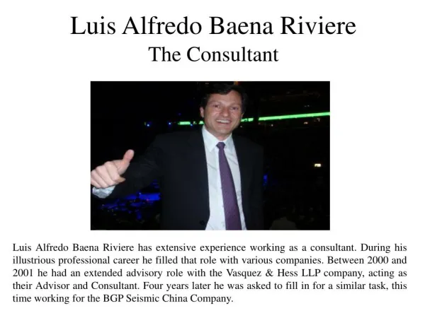 Luis Alfredo Baena Riviere - The Consultant