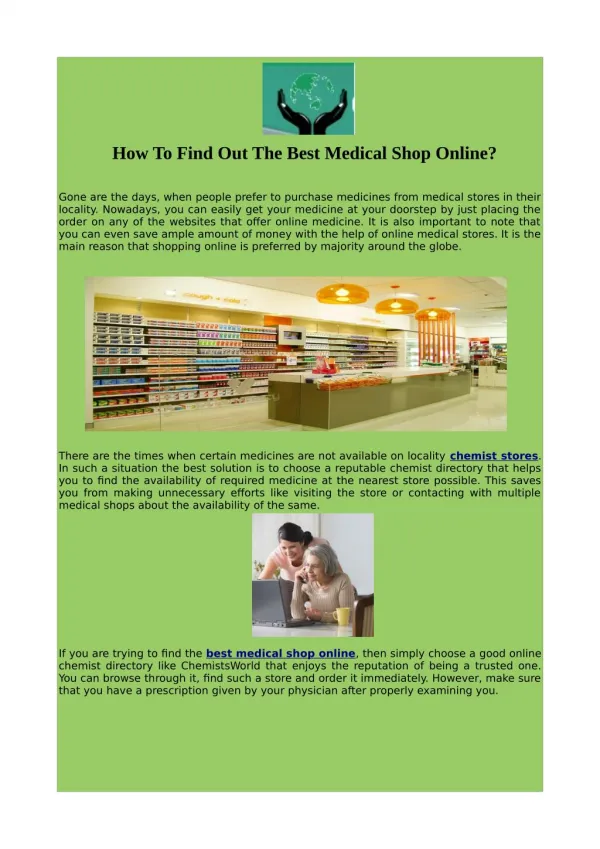 Find Out The Best Medical Shop Online