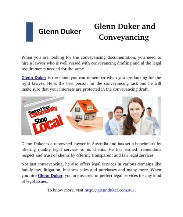 Glenn Duker and Conveyancing