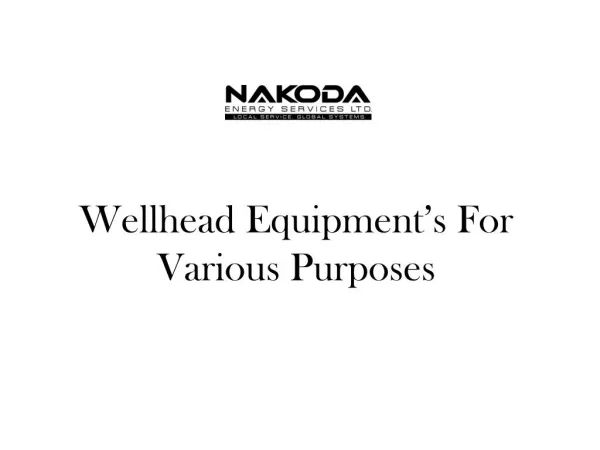 Wellhead Equipment’s For Various Purposes