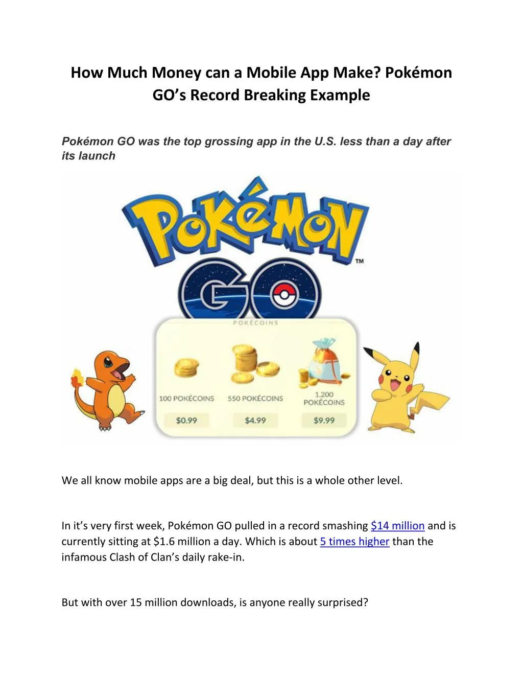 Pokémon GO launches on US App Store