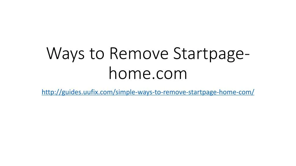 ways to remove startpage home com