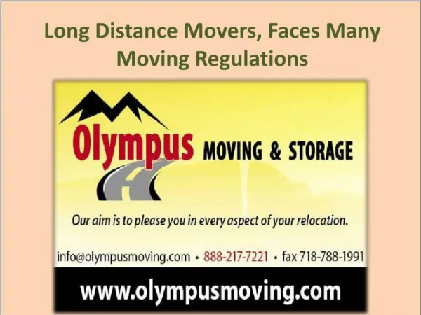 Long Distance Movers, Faces Many Moving Regulations
