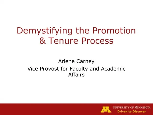 Demystifying the Promotion Tenure Process