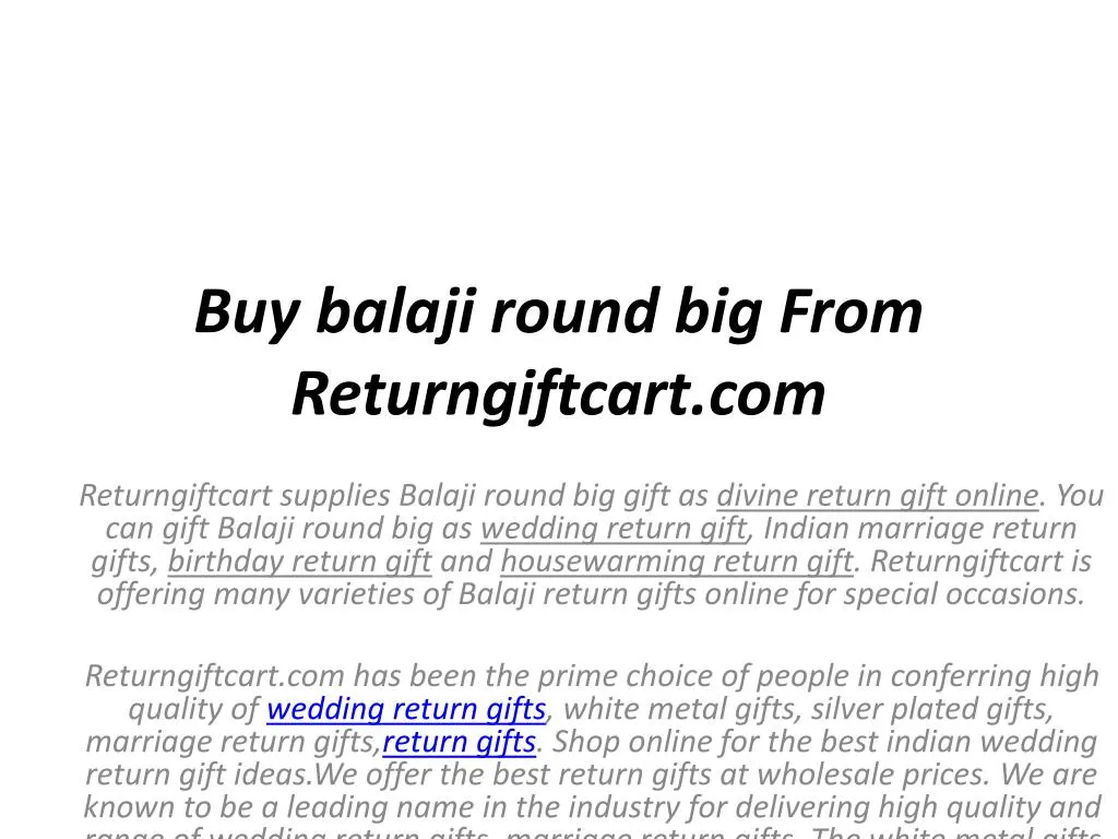 buy balaji round big from returngiftcart com