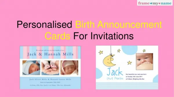 Personalised Birth Announcement Cards