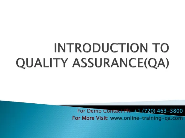 Introduction To QA