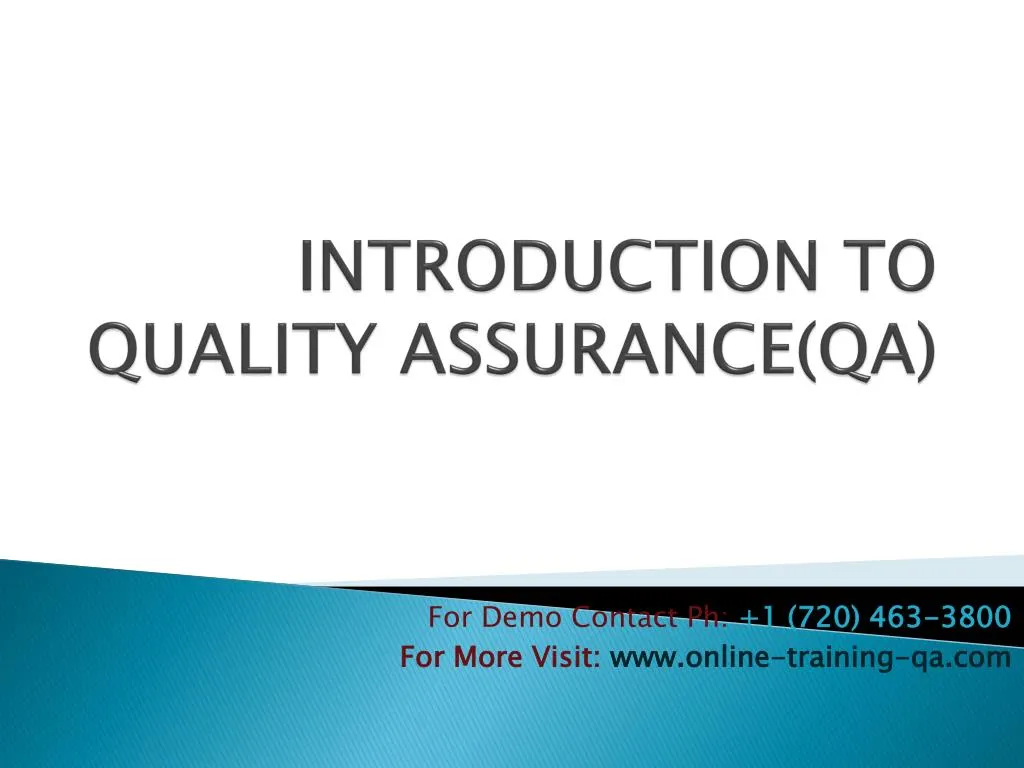 introduction to quality assurance qa