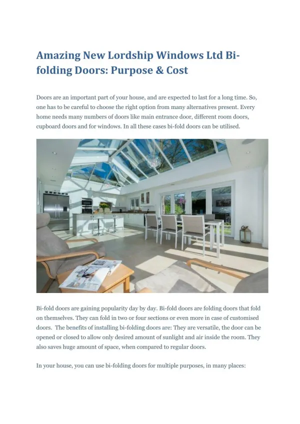 Amazing New Lordship Windows Ltd Bi-folding Doors: Purpose & Cost