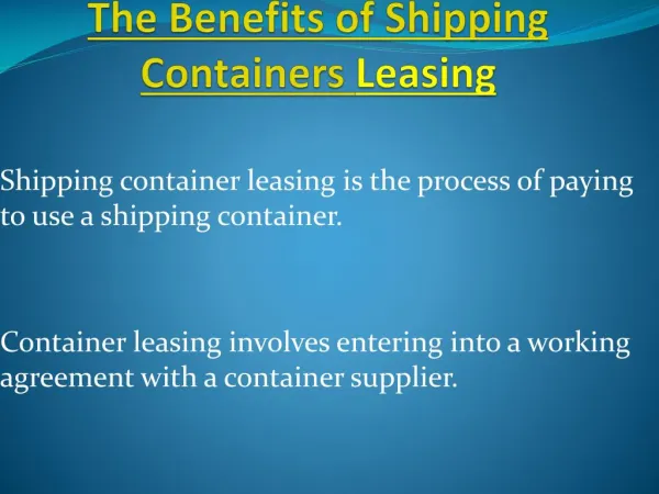 Shipping Container Leasing Is A Profitable Investment