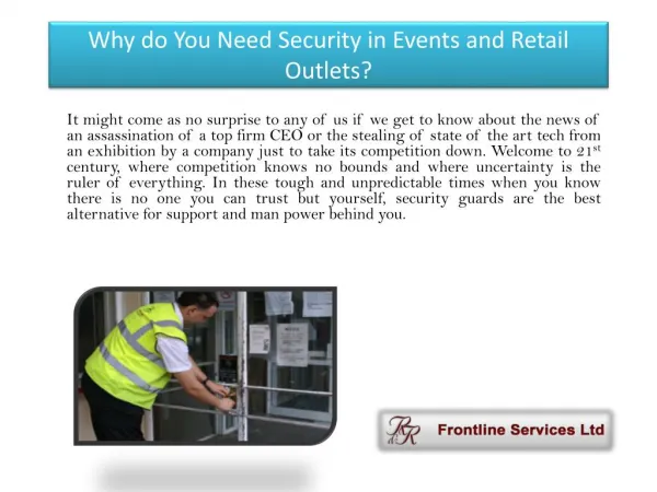 Why do You Need Security in Events and Retail Outlets?