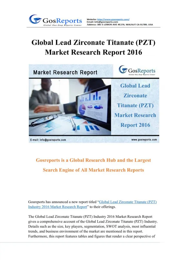Global Lead Zirconate Titanate (PZT) Market Research Report 2016