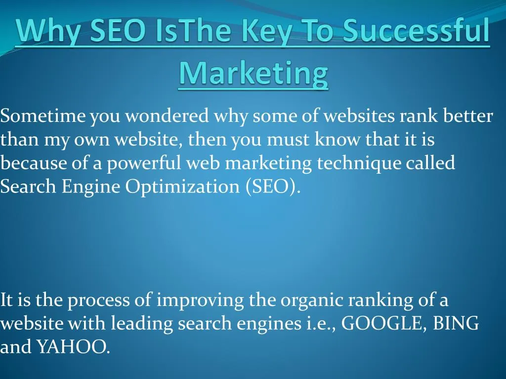 why seo isthe key to successful marketing