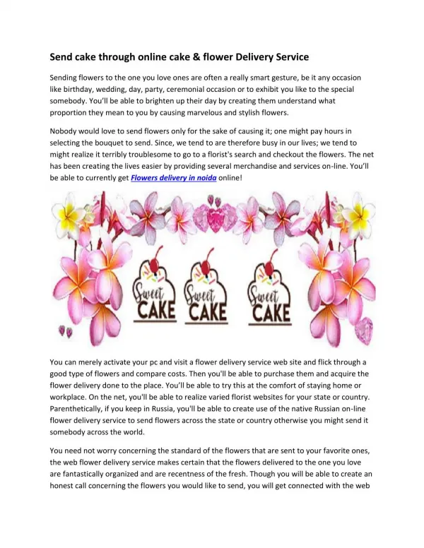 Send cake through online cake & flower Delivery Service