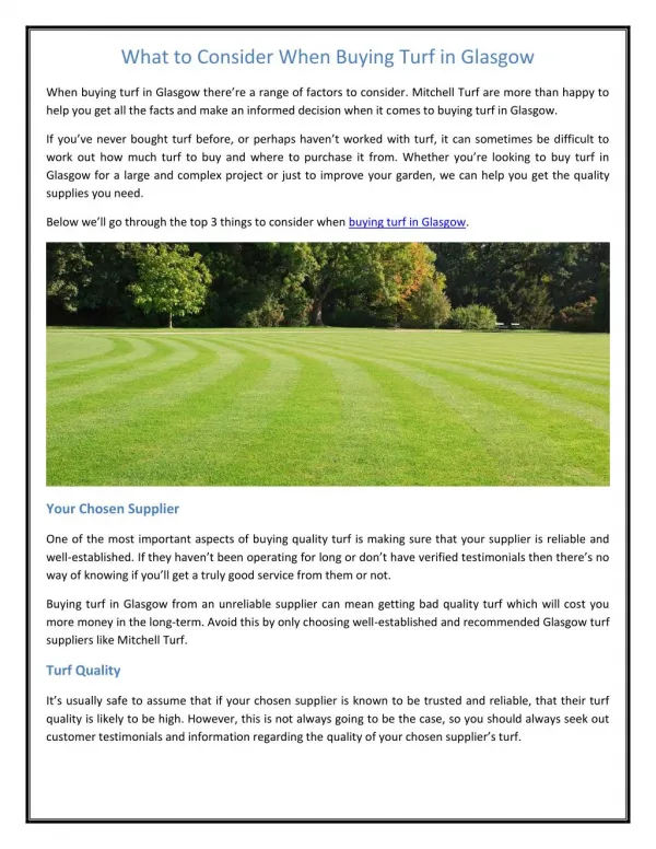 What to Consider When Buying Turf in Glasgow