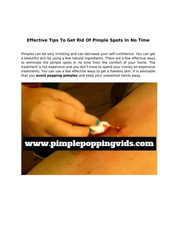 Effective tips to get rid of pimple spots in no time