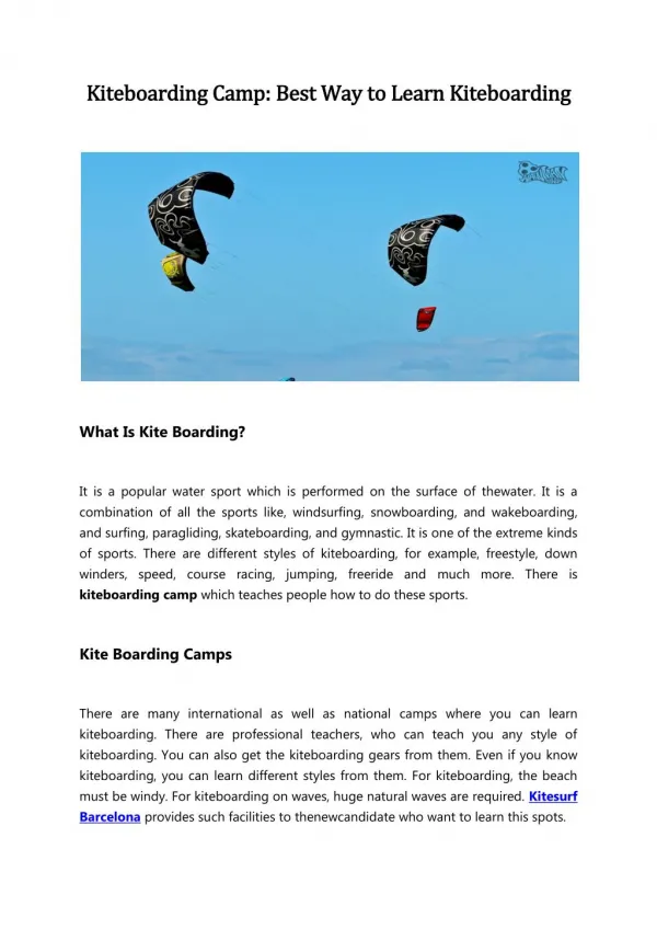 Kiteboarding Camps