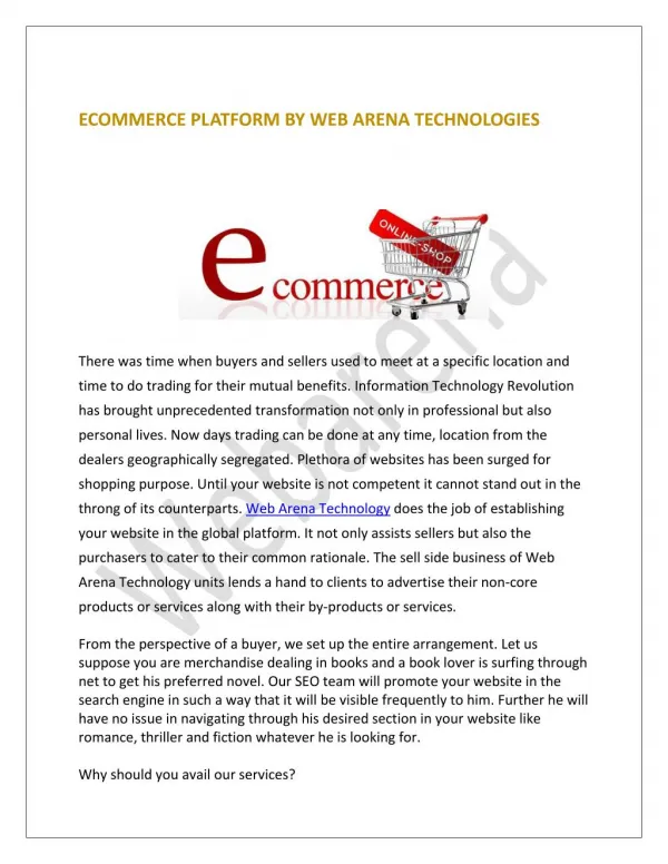 Ecommerce company in Gurgaon|WebArenaTechnologies