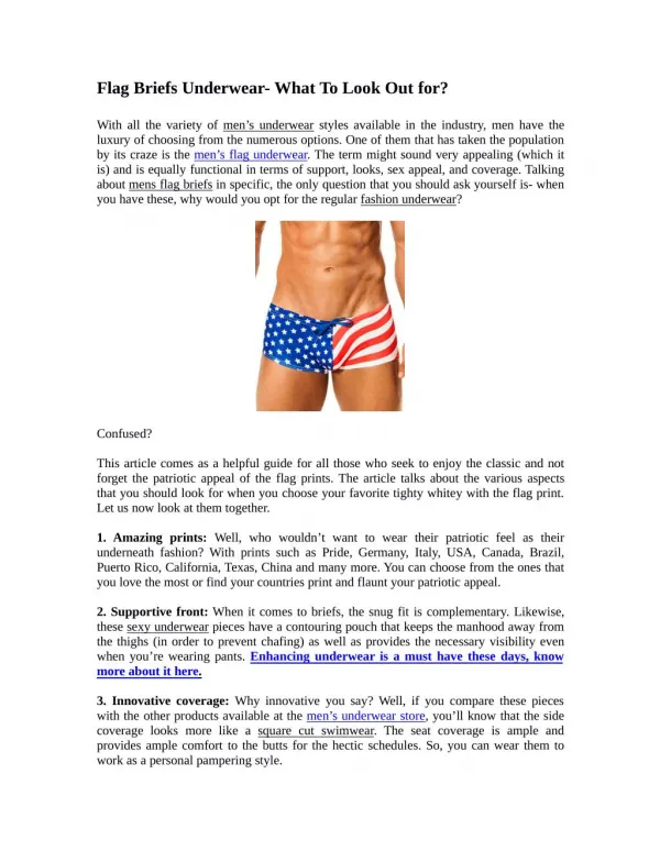 Flag Briefs Underwear- What To Look Out For?