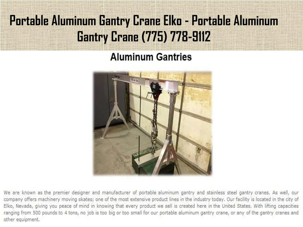 portable aluminum gantry crane elko portable aluminum gantry crane 775 778 9112