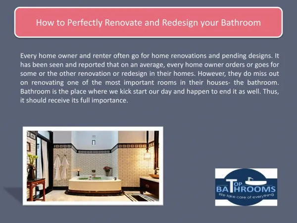 How to Perfectly Renovate and Redesign your Bathroom