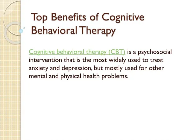 Top Benefits of Cognitive Behavioral Therapy