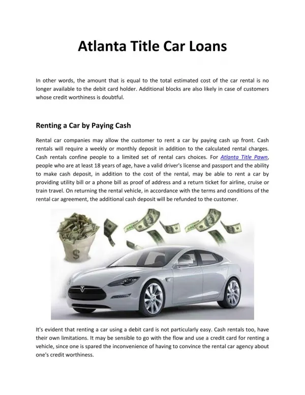 Atlanta Title Car Loans