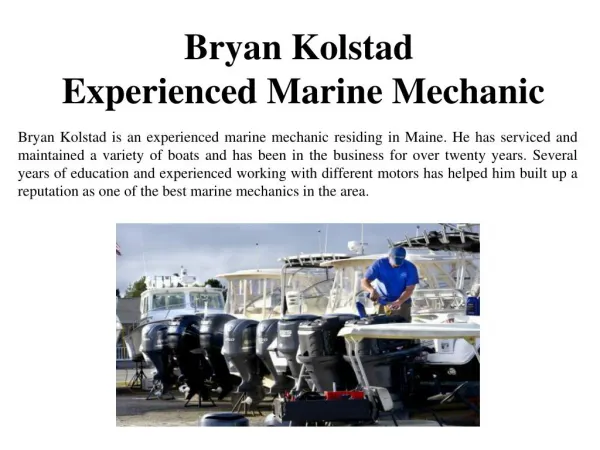 Bryan Kolstad-Experienced Marine Mechanic
