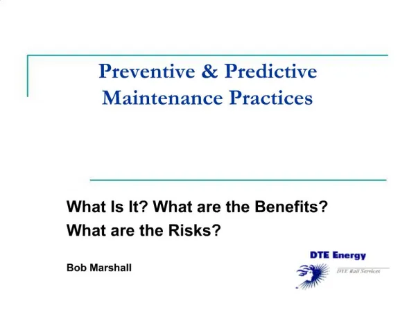 Preventive Predictive Maintenance Practices