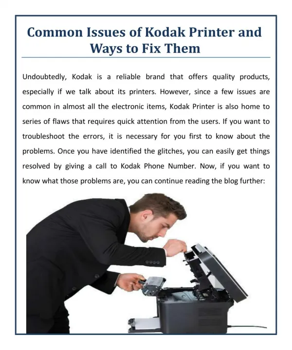 Common Issues of Kodak Printer and Ways to Fix Them