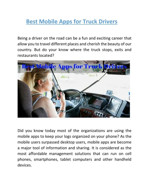 Best Mobile Apps for Truck Drivers