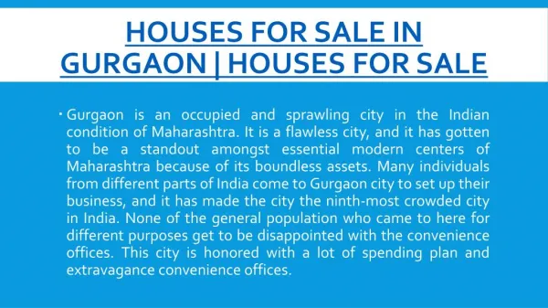 Houses For Sale in Gurgaon | Houses For Sale