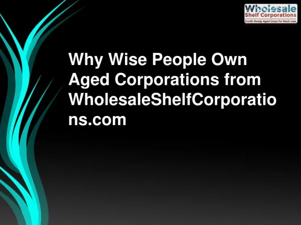 Why Wise People Own Aged Corporations from WholesaleShelfCorporations.com