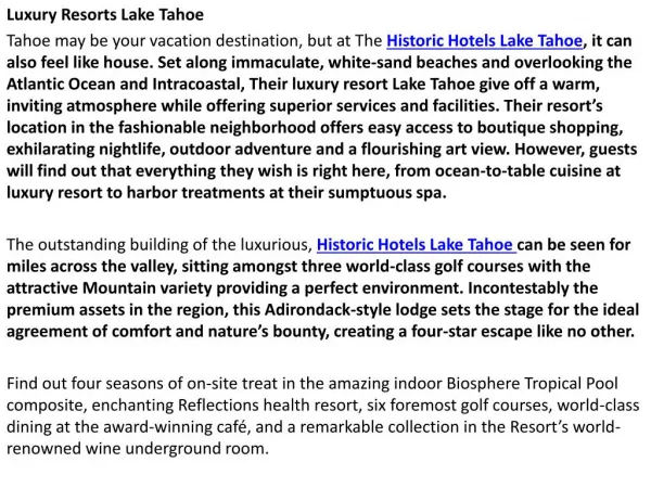Lake Tahoe Vacation Rentals