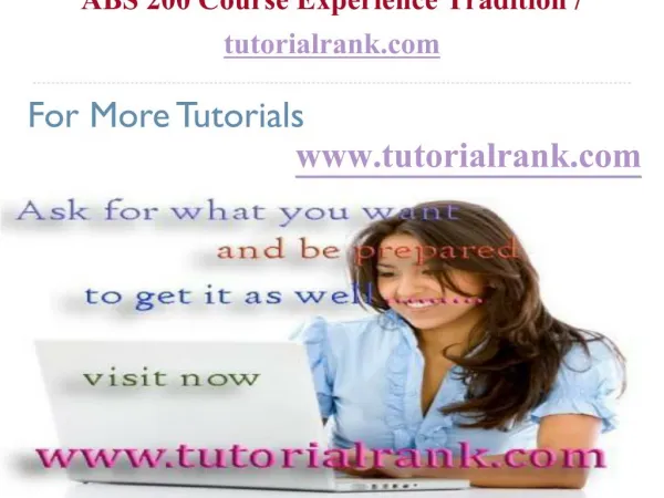 ABS 200 Course Experience Tradition tutorialrank.com