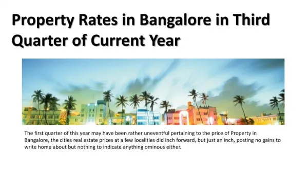 Property Rates in Bangalore in Third Quarter of Current Year