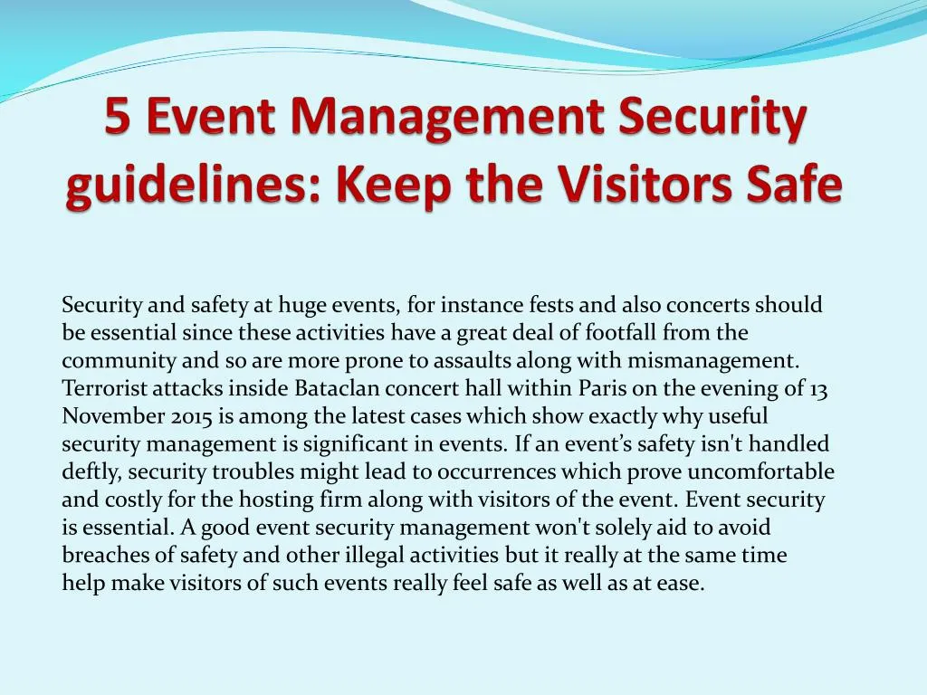 5 event management security guidelines keep the visitors safe
