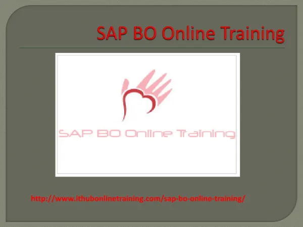 The Best SAP BO Online Training | SAP BO Tutorial.