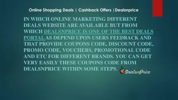Get Online Shopping Offers with cashback from DealsnPrice