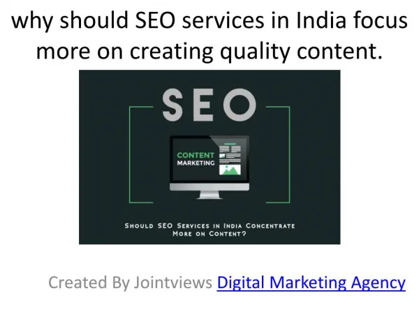 SEO Services in India Focus Quality Content
