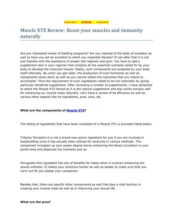 Muscle XTX Review- Boost your muscles and immunity naturally