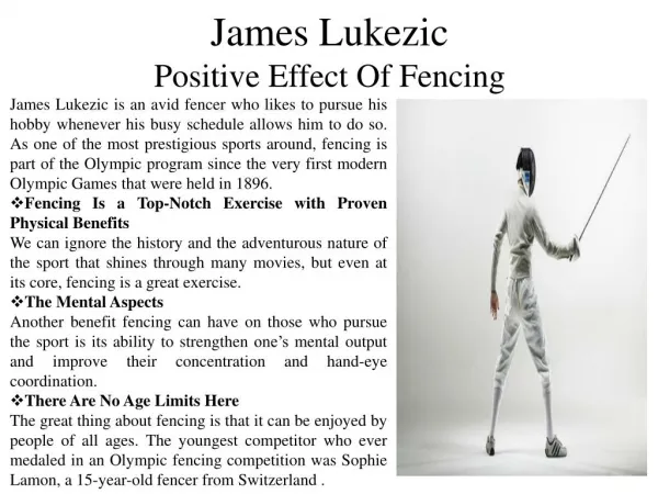 James Lukezic - Positive Effect of Fencing