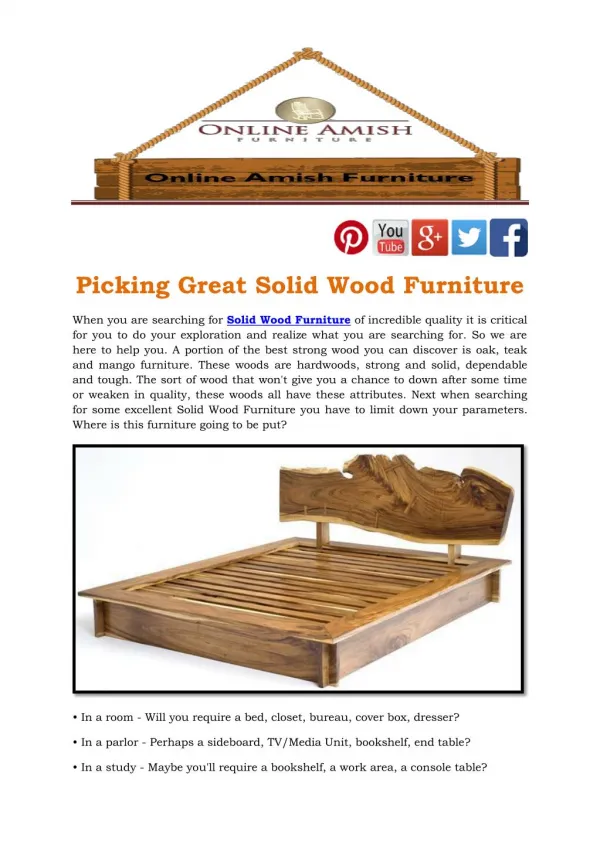 Picking Great Solid Wood Furniture
