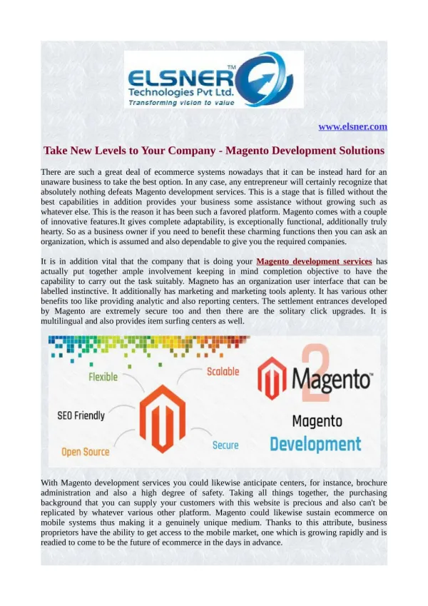 Take New Levels to Your Company - Magento Development Solutions