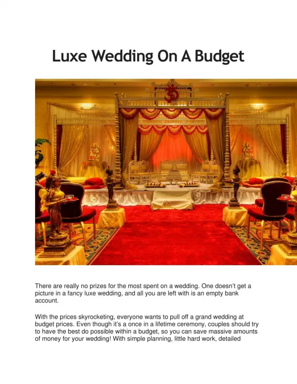 Luxe Wedding On A Budget