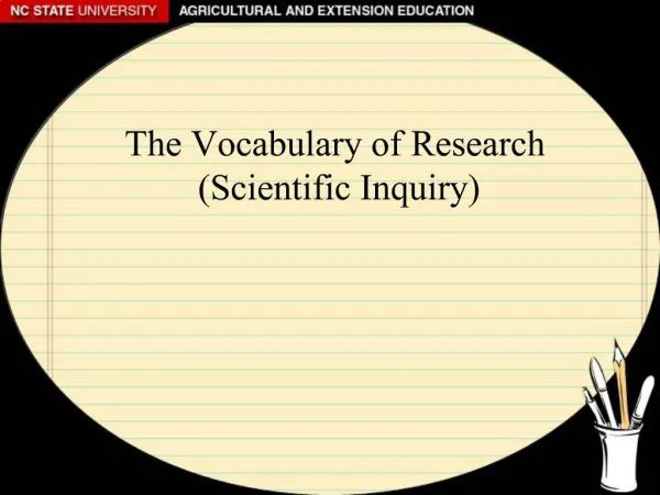 The Vocabulary of Research Scientific Inquiry