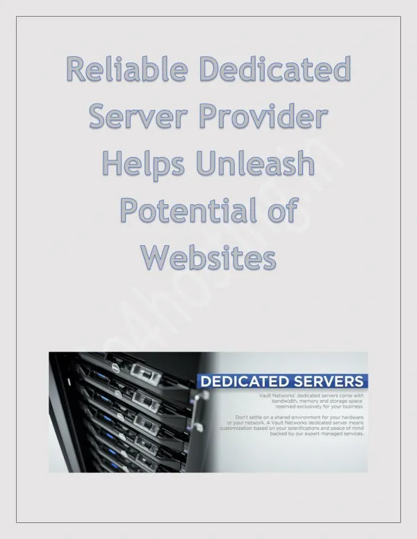 Reliable dedicated Server Hosting Provider